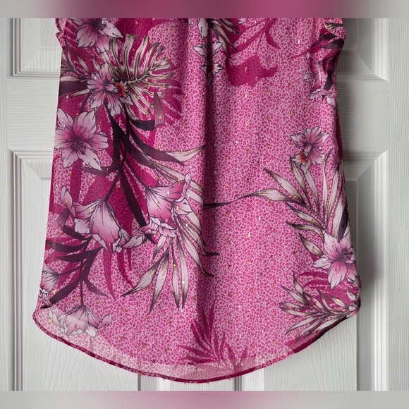 White House Black Market Pink Floral Blouse Size 4 - Picture 10 of 14
